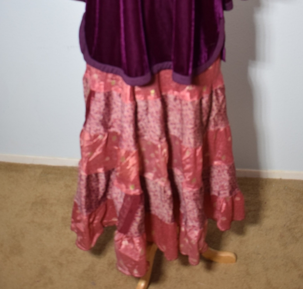 Patchwork Tiered Silk-Effect Maxi Skirt From Para… - image 5